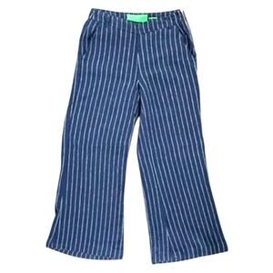 Benetton Linen Pants Striped Blue Size 8